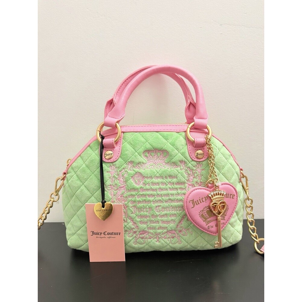 Juicy Couture Juicy Tale Crossbody Retro Green Quilted Velour NWT